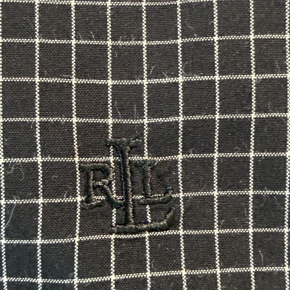 Lauren Ralph Lauren Women’s Black Grid Check Button Down Blouse Size L - Picture 13 of 13